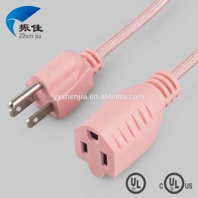 YUYAO ZHENJIA(UL E321611 ) Fabric power extension cord 15A 125V plug